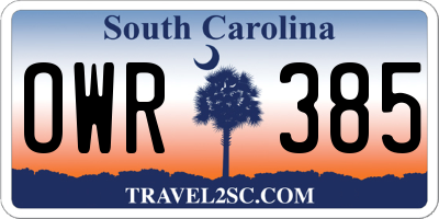 SC license plate OWR385
