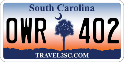 SC license plate OWR402