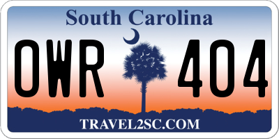 SC license plate OWR404