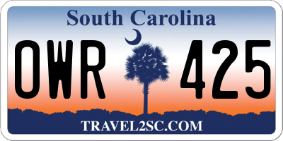 SC license plate OWR425
