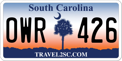 SC license plate OWR426
