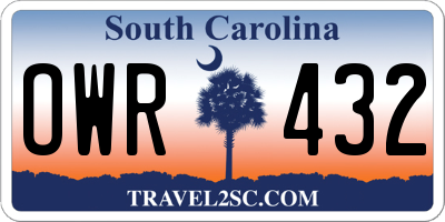 SC license plate OWR432