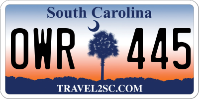 SC license plate OWR445