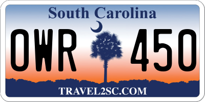 SC license plate OWR450
