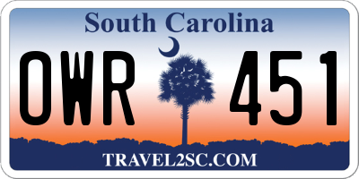 SC license plate OWR451
