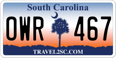 SC license plate OWR467