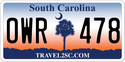 SC license plate OWR478