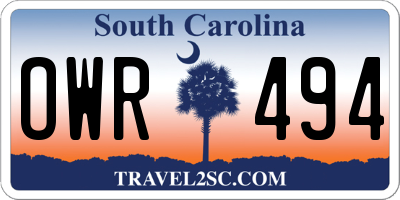 SC license plate OWR494