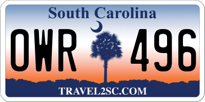 SC license plate OWR496
