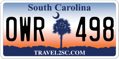 SC license plate OWR498