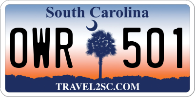 SC license plate OWR501