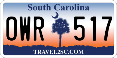 SC license plate OWR517