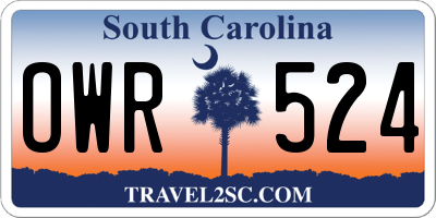SC license plate OWR524