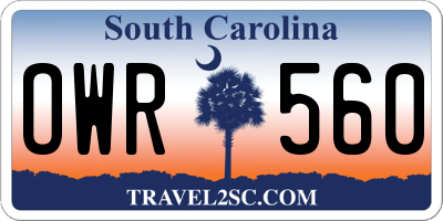 SC license plate OWR560