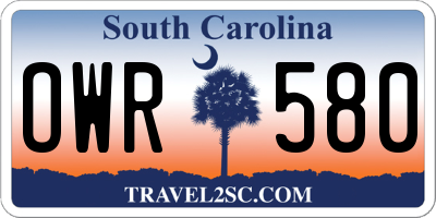 SC license plate OWR580
