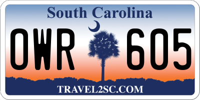 SC license plate OWR605