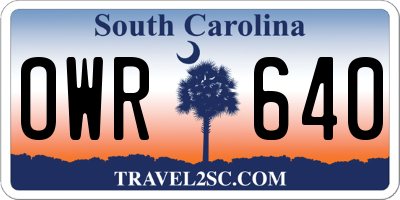 SC license plate OWR640