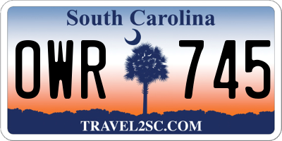 SC license plate OWR745