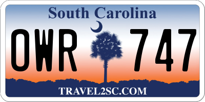 SC license plate OWR747