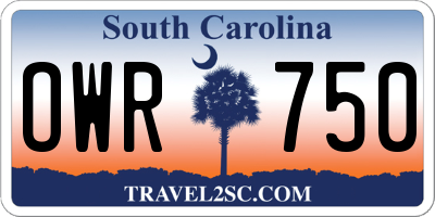 SC license plate OWR750