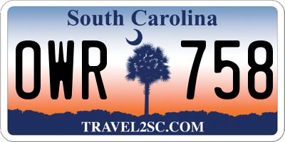 SC license plate OWR758