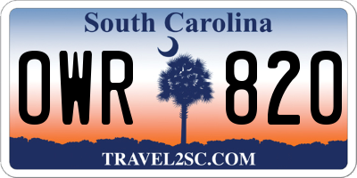 SC license plate OWR820