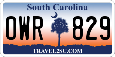 SC license plate OWR829