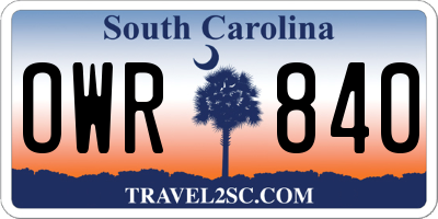 SC license plate OWR840