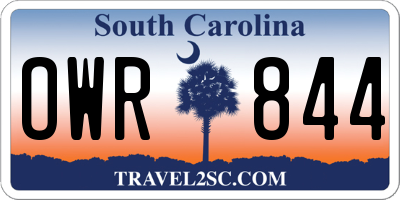 SC license plate OWR844