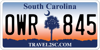 SC license plate OWR845