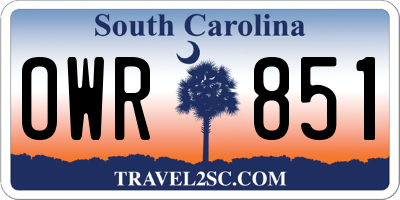 SC license plate OWR851