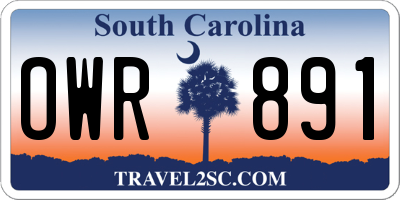 SC license plate OWR891