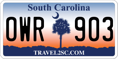 SC license plate OWR903