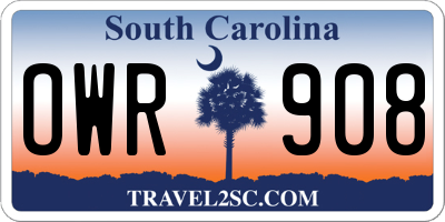 SC license plate OWR908