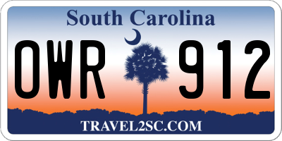 SC license plate OWR912