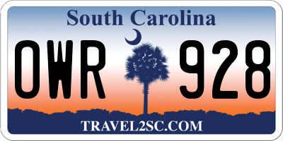 SC license plate OWR928
