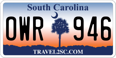 SC license plate OWR946