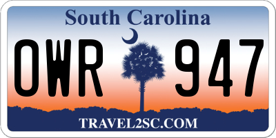 SC license plate OWR947