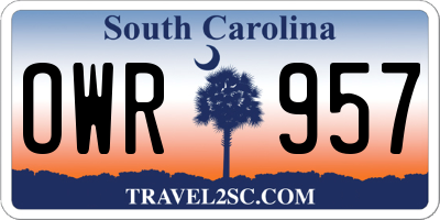 SC license plate OWR957