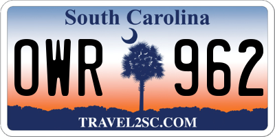 SC license plate OWR962