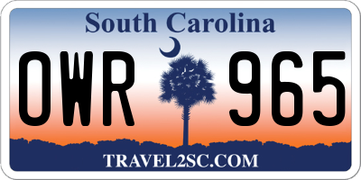 SC license plate OWR965