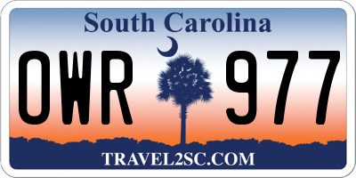 SC license plate OWR977