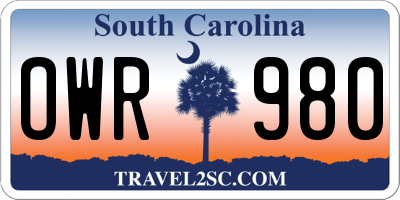 SC license plate OWR980
