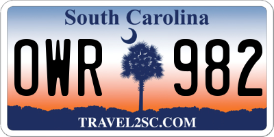 SC license plate OWR982