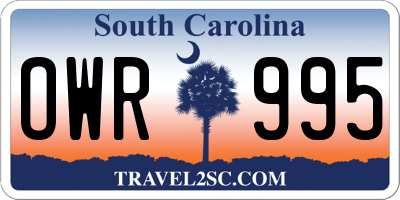 SC license plate OWR995
