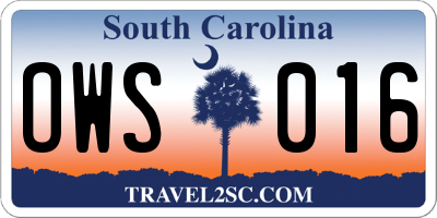 SC license plate OWS016