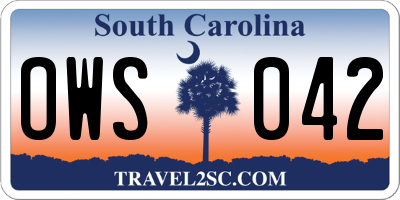 SC license plate OWS042