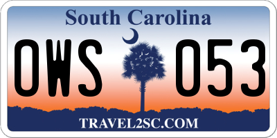 SC license plate OWS053