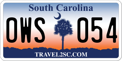 SC license plate OWS054