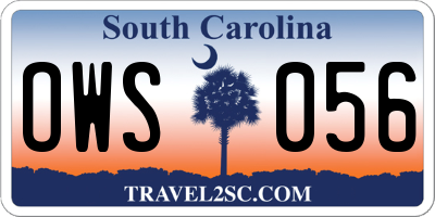 SC license plate OWS056